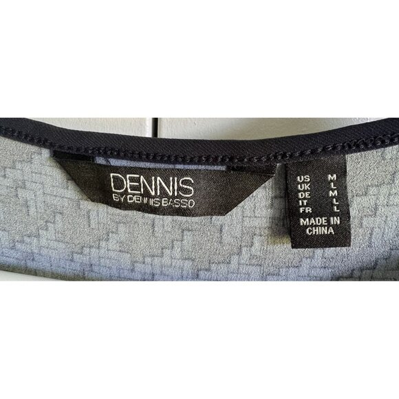 Dennis Basso Long Sleeve Blue Black Houndstooth Print Tunic Top M Artsy Chic - Picture 5 of 7